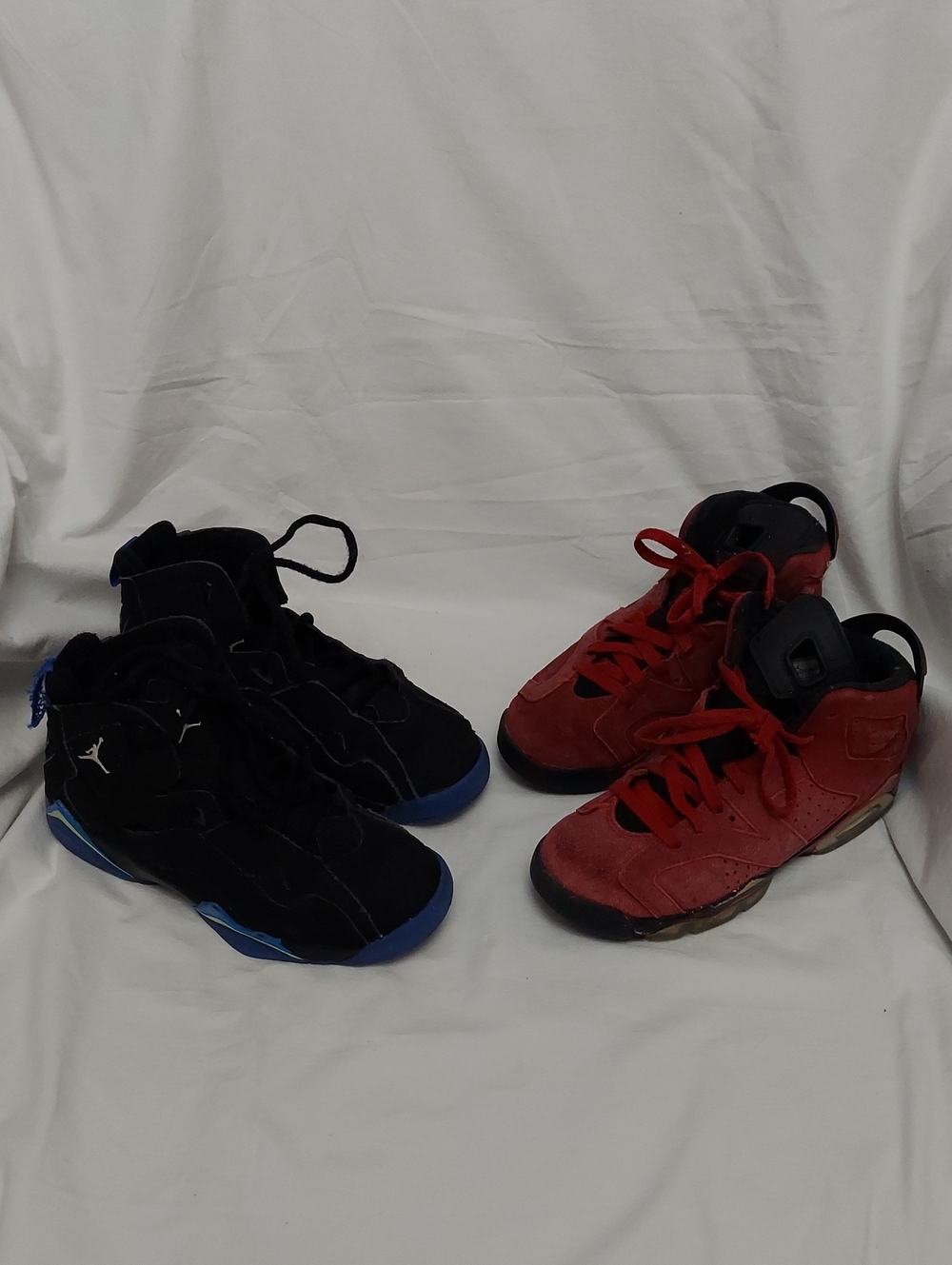 Lot Of 2 Jordans Boys 4 Black/Blue Red/black High-Top Basketball Sneakers